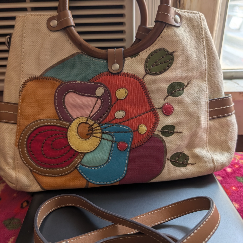 Relic Multicolor Floral Canvas Leather Crossbody Bag